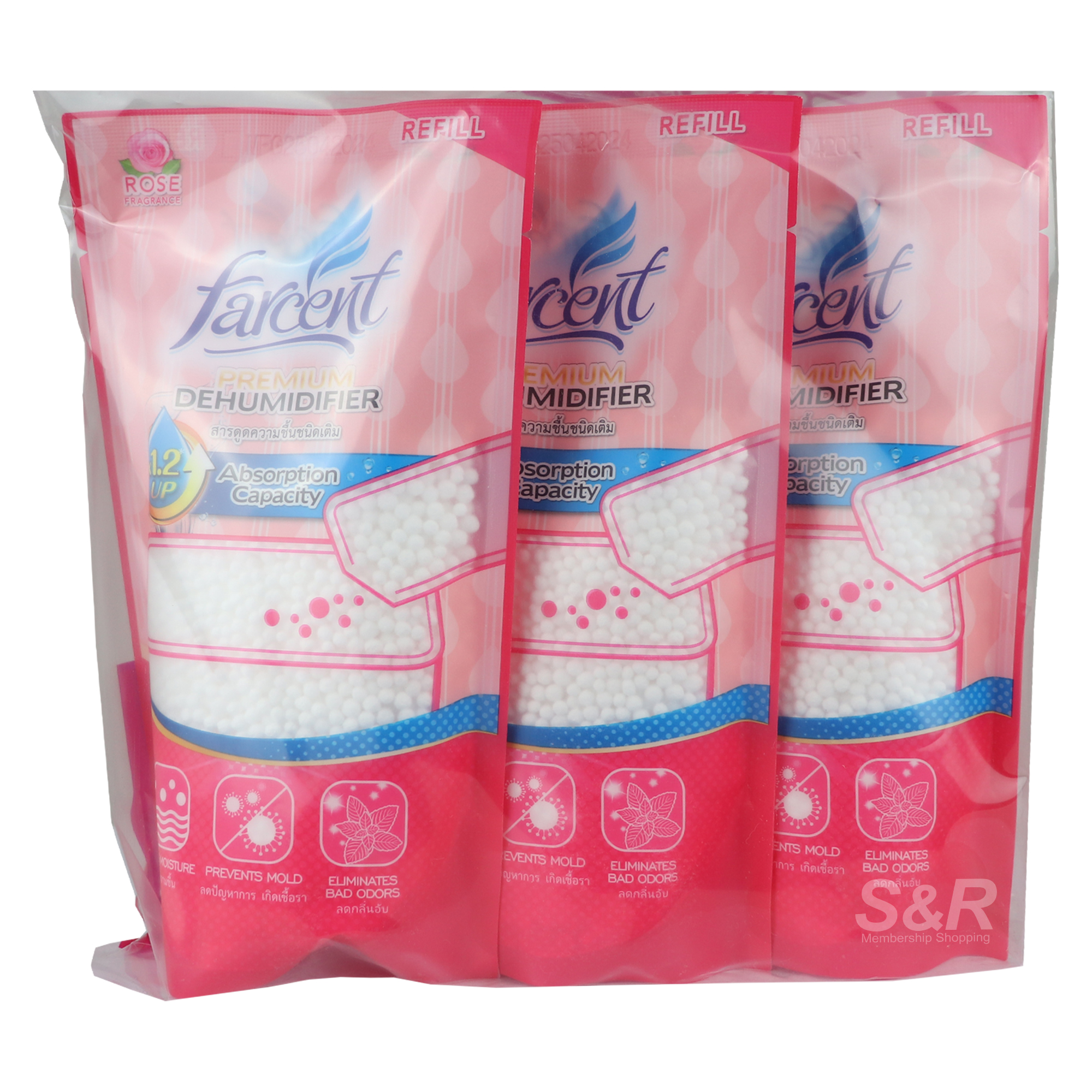 Farcent Dehumidifier Refill Rose Scent 3x350g Farcent Dehumidifier Refill Rose Scent 3x350g